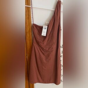 ABERCROMBIE & FITCH | One-Shoulder Linen-Blend Mini